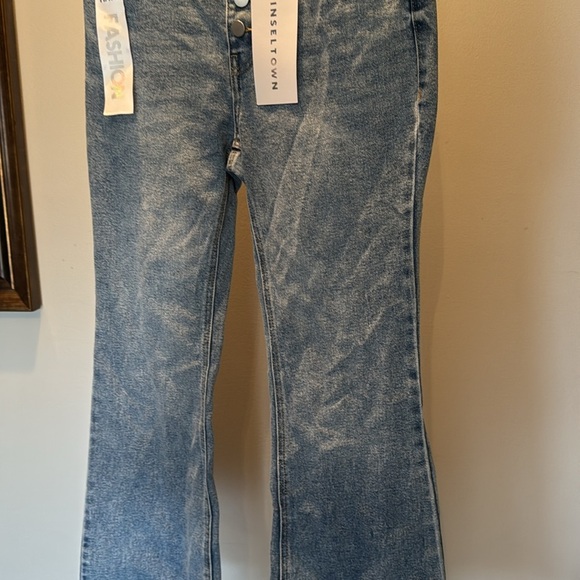 Tinseltown high rise flare button fly women’s Blue Jeans NWT 7/28 - Picture 3 of 13
